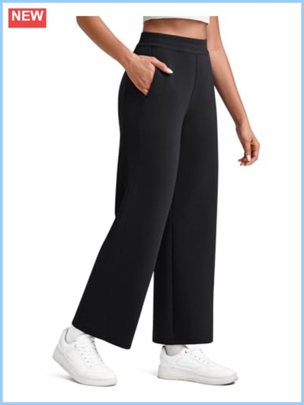 Modal Soft Wide Leg Pants Women Elastic Waist 7/8 Length Ankle Casual